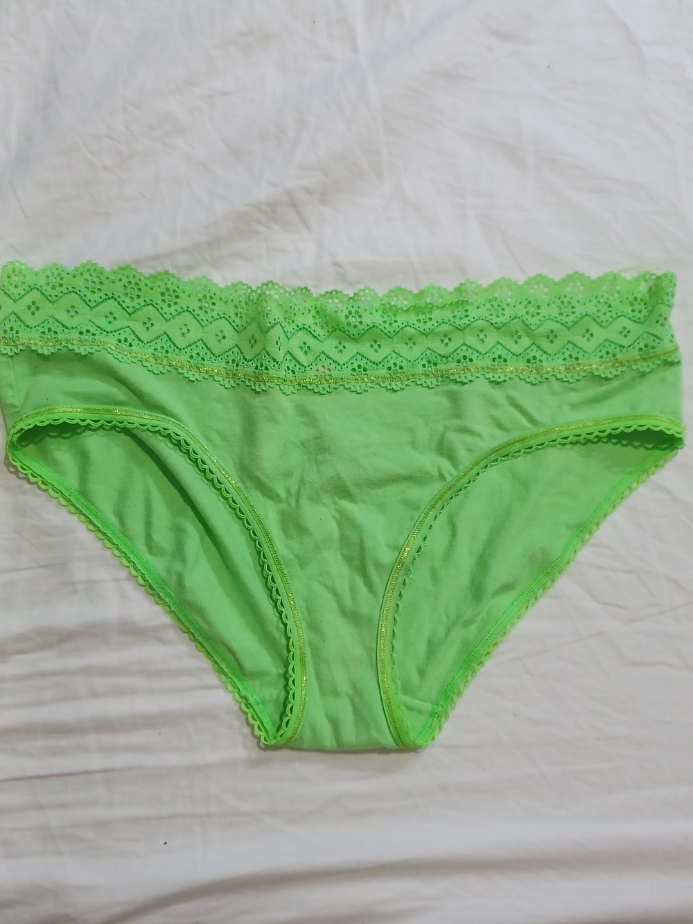 Victoria's Secret Neon Green Lace-Trim Bikini Panty